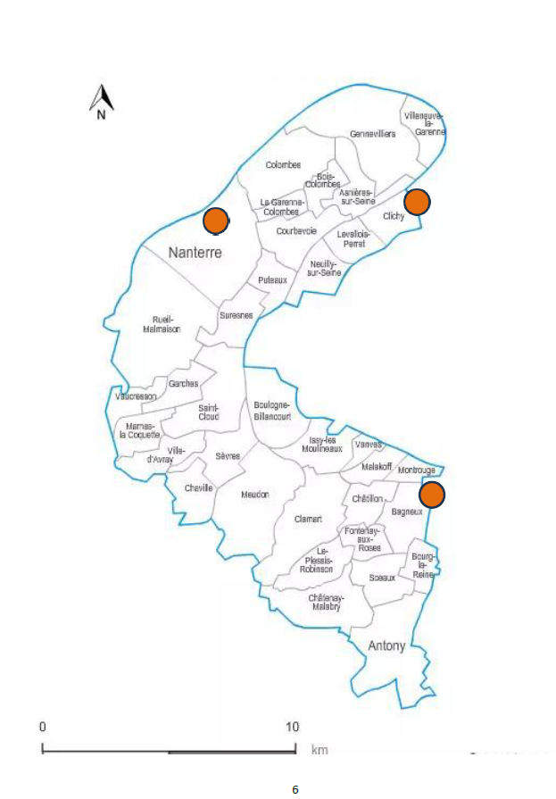 Carte des 3 sites E2C Hauts-de-Seine