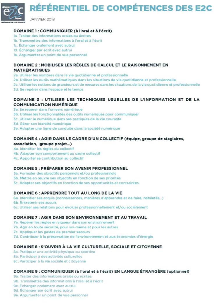 Référentiel de compétences E2C